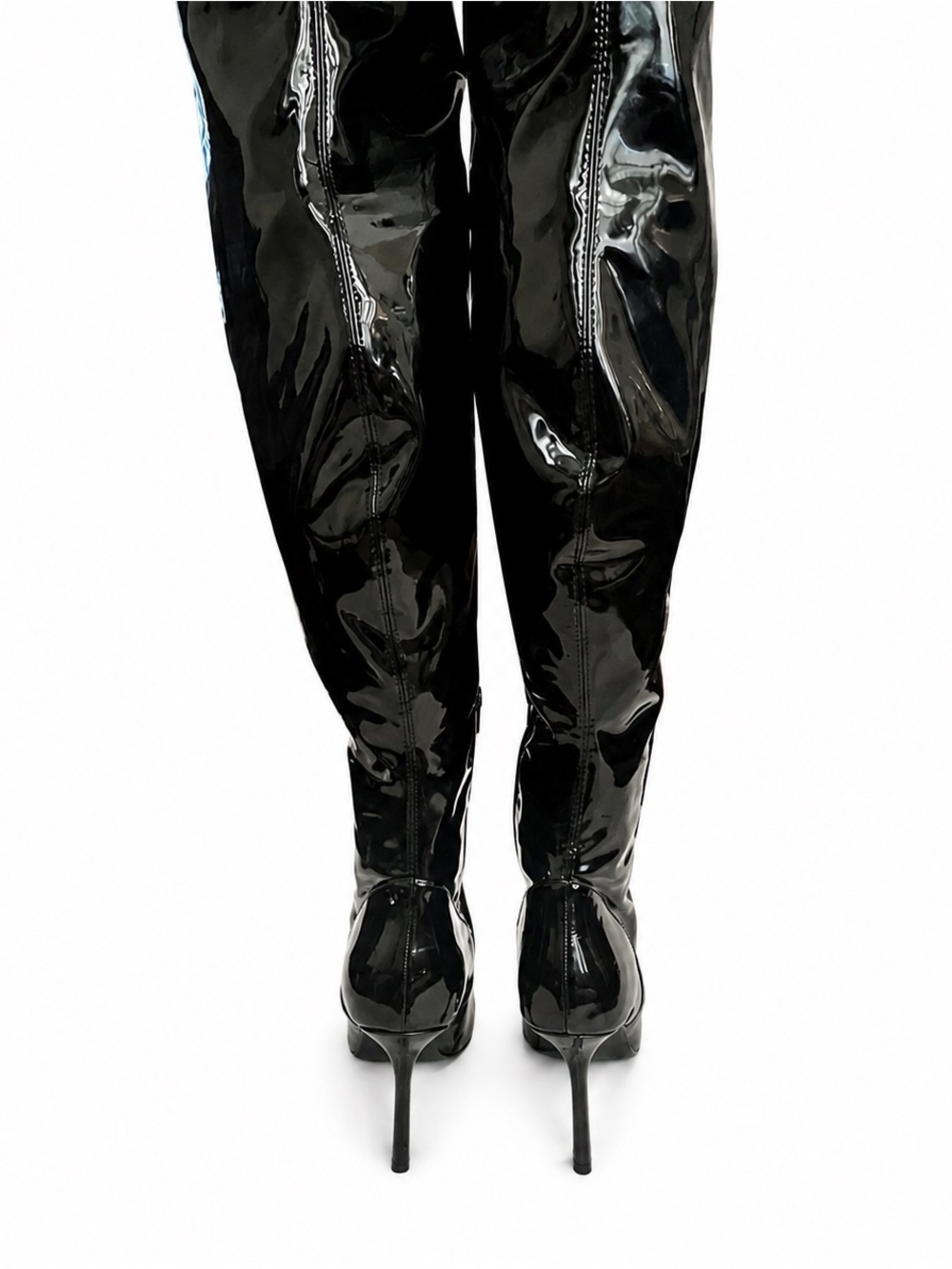 Sexy Black Patent Leather Thigh High Boots - Picture 8 of 8